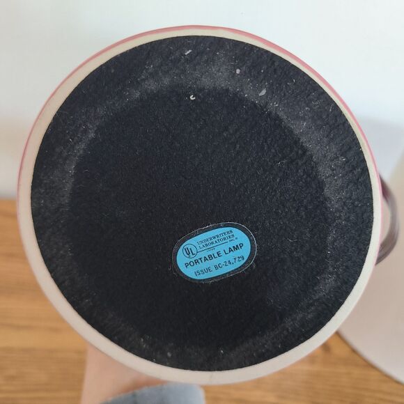 Vintage 80s Pink Ceramic Ginger Jar Table Lamp With White Textured Shade Working - Picture 10 of 10